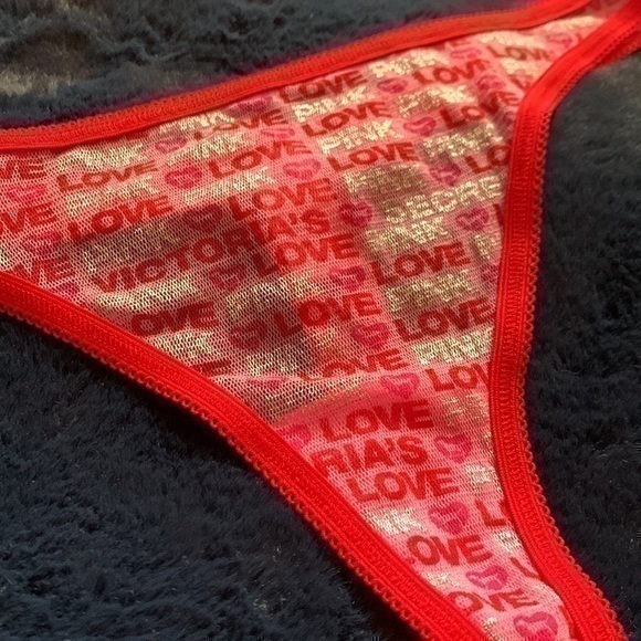 Vintage Pink Victoria’s Secret Mesh Valentine Love Thong Panty NWOT​ - Picture 3 of 7